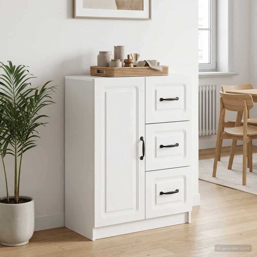 vidaXL Bufet Biały wysoki połysk 66 x 34,5 x 87 cm Drewno inżynieryjne