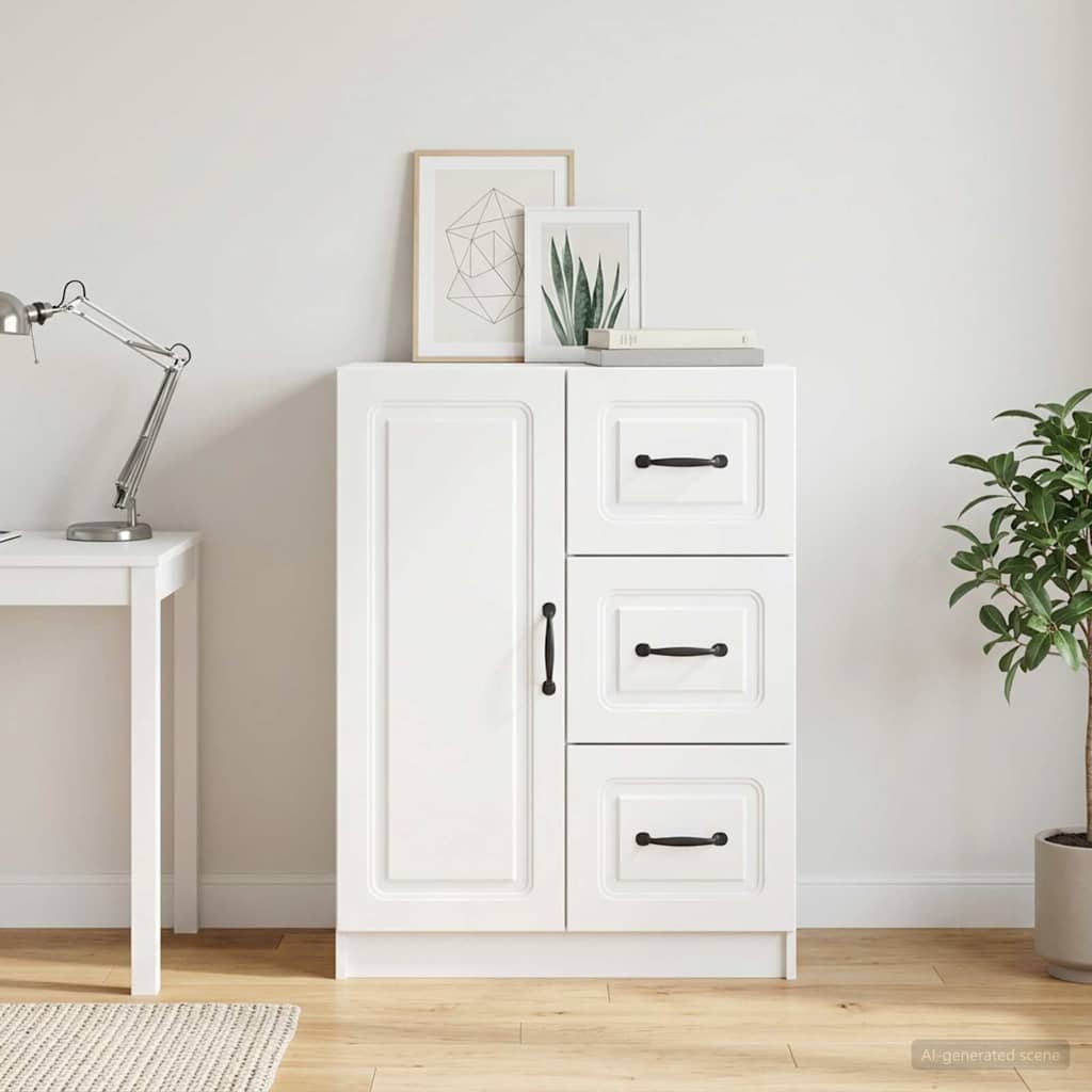 vidaXL Bufet Biały wysoki połysk 66 x 34,5 x 87 cm Drewno inżynieryjne