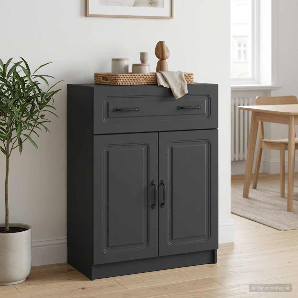 vidaXL Bufet z szufladą Czarny 66 x 34,5 x 87 cm Drewno inżynieryjne