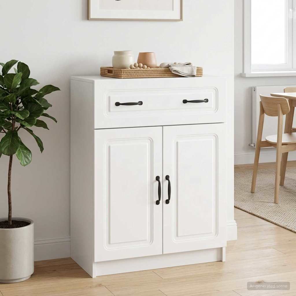 vidaXL Bufet Biały wysoki połysk 66 x 34,5 x 87 cm Drewno inżynieryjne