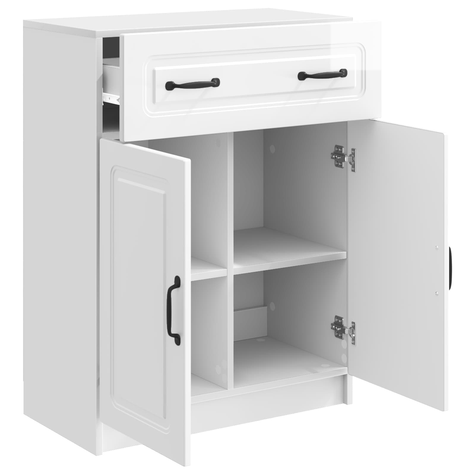 vidaXL Bufet Biały wysoki połysk 66 x 34,5 x 87 cm Drewno inżynieryjne