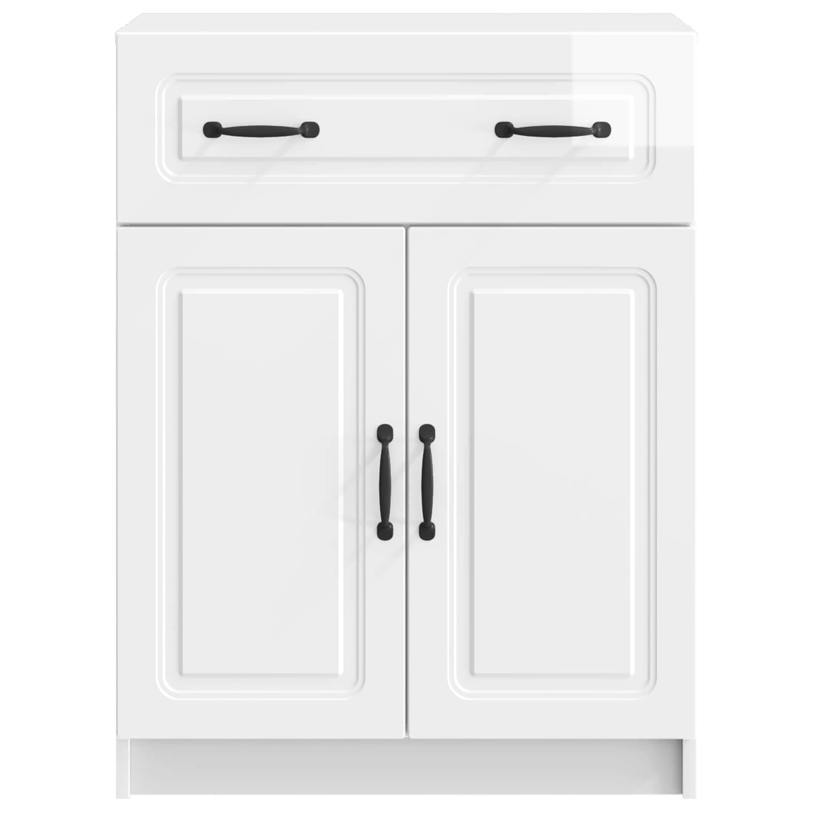 vidaXL Bufet Biały wysoki połysk 66 x 34,5 x 87 cm Drewno inżynieryjne