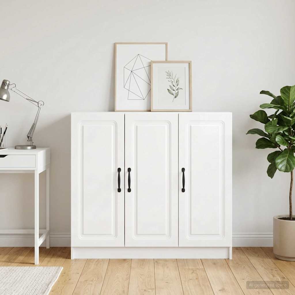 vidaXL Bufet Biały wysoki połysk 89 x 34,5 x 77 cm Drewno inżynieryjne