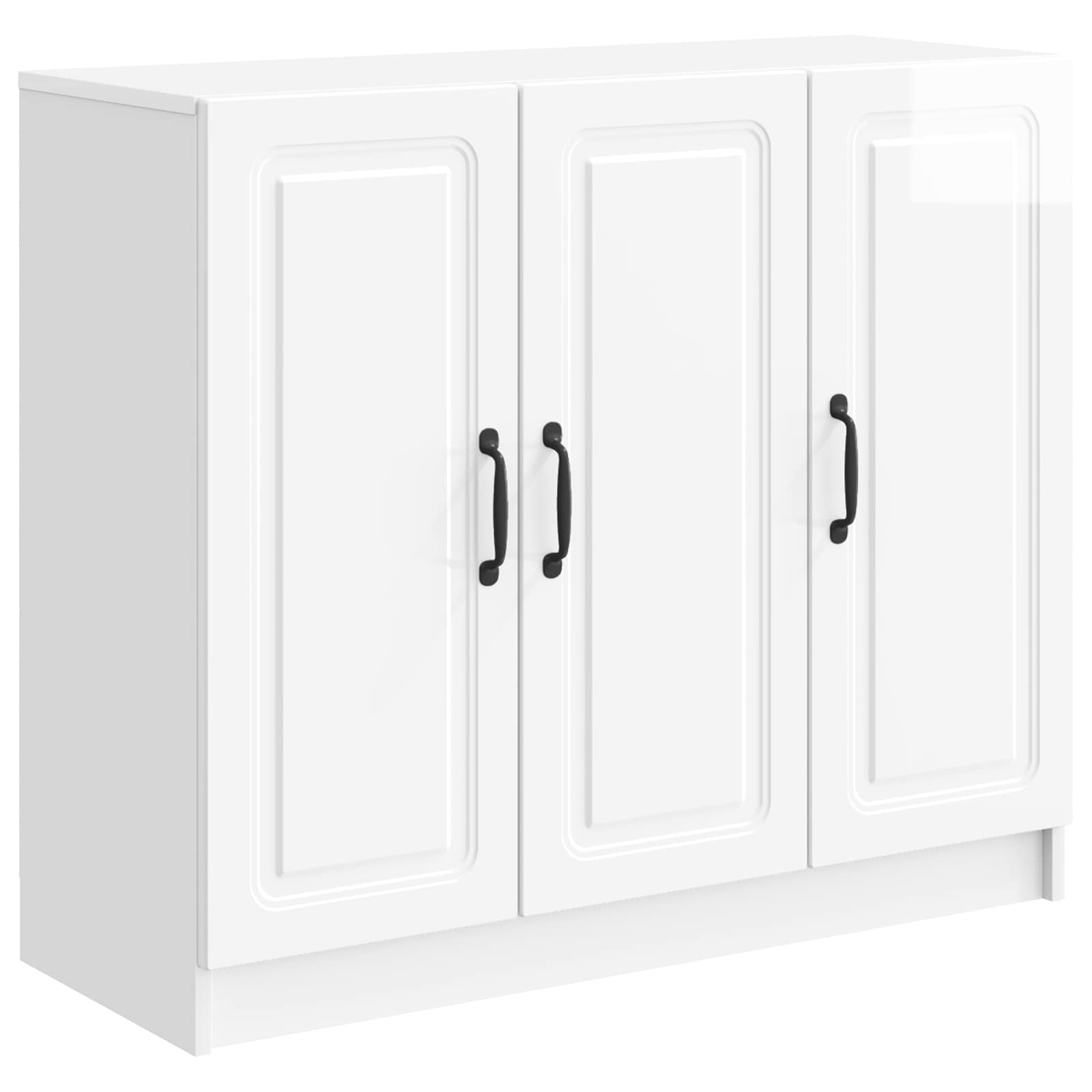 vidaXL Bufet Biały wysoki połysk 89 x 34,5 x 77 cm Drewno inżynieryjne