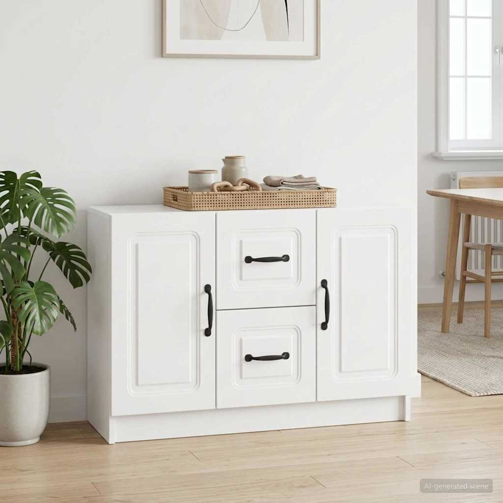 vidaXL Bufet Biały wysoki połysk 89 x 34,5 x 57 cm Drewno inżynieryjne