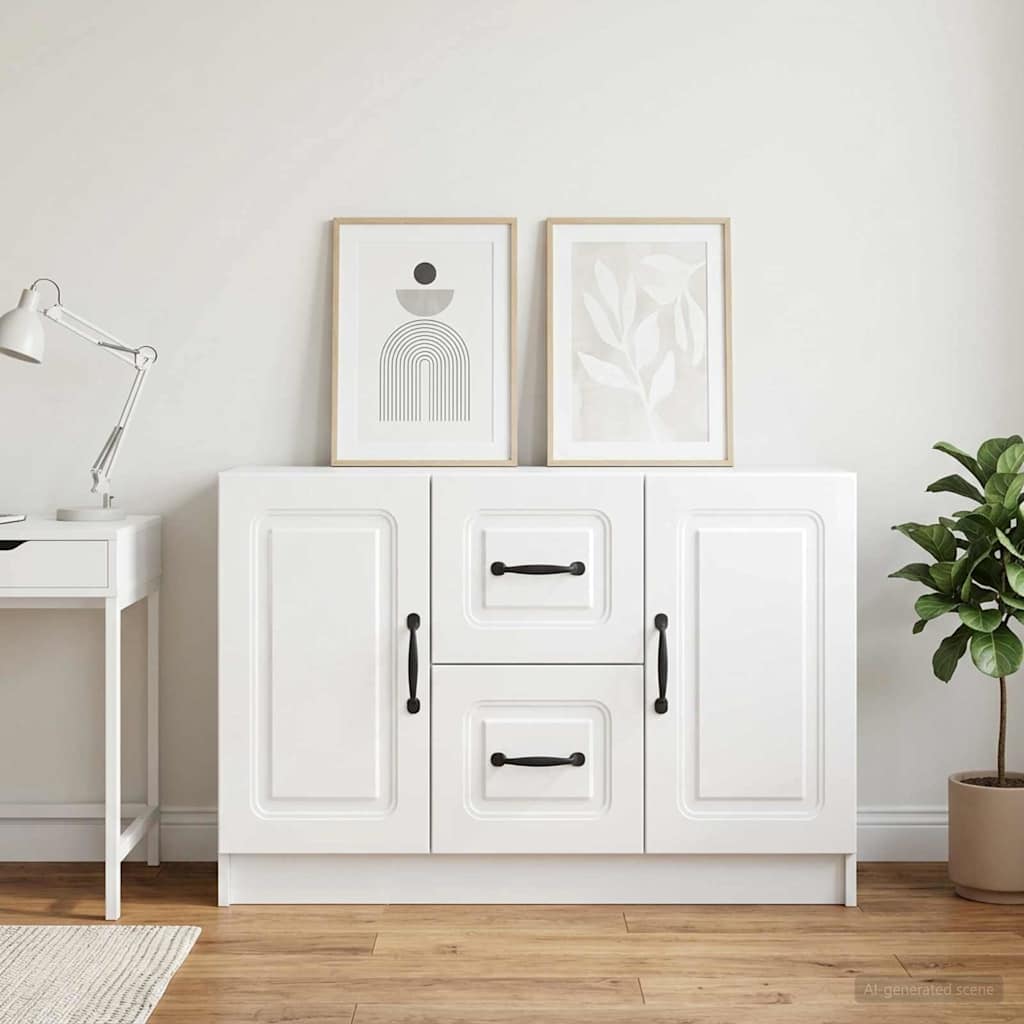 vidaXL Bufet Biały wysoki połysk 89 x 34,5 x 57 cm Drewno inżynieryjne