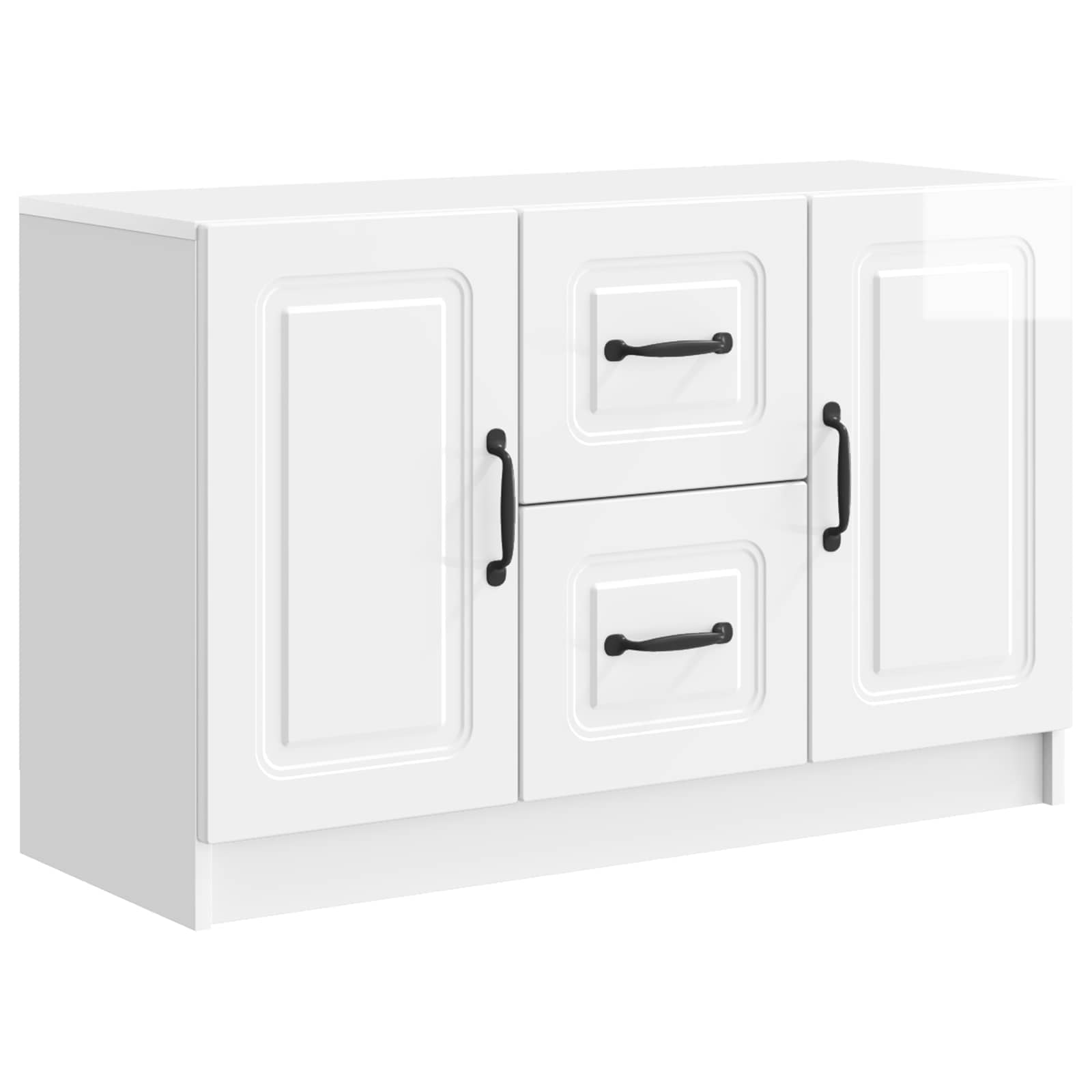 vidaXL Bufet Biały wysoki połysk 89 x 34,5 x 57 cm Drewno inżynieryjne