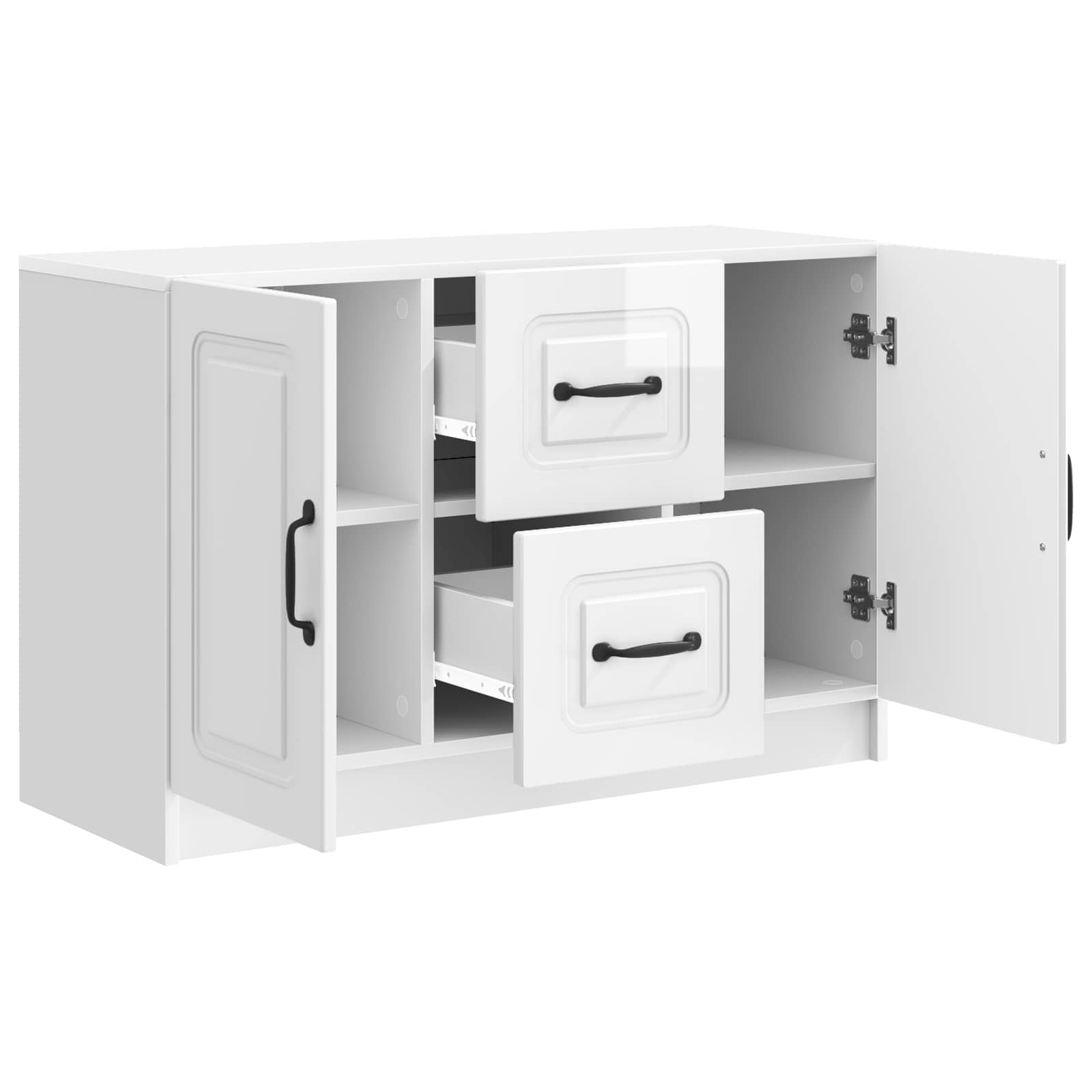 vidaXL Bufet Biały wysoki połysk 89 x 34,5 x 57 cm Drewno inżynieryjne