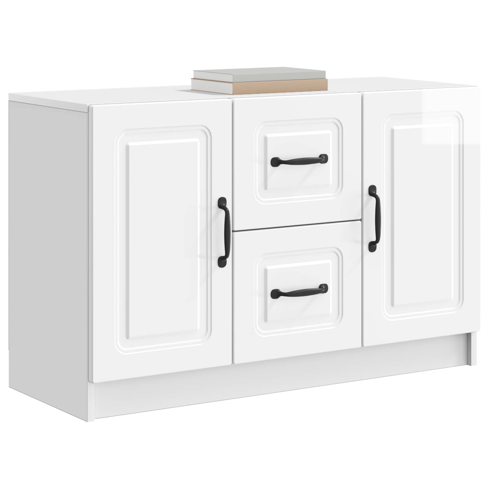 vidaXL Bufet Biały wysoki połysk 89 x 34,5 x 57 cm Drewno inżynieryjne