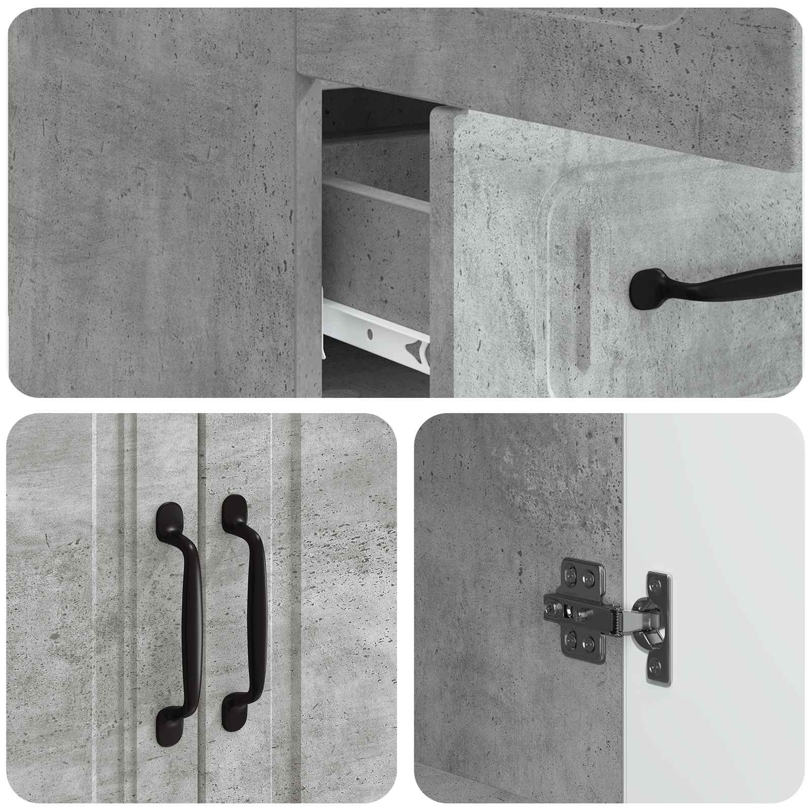 vidaXL Bufet Betonowy szary 66 x 34,5 x 92 cm Drewno inżynieryjne