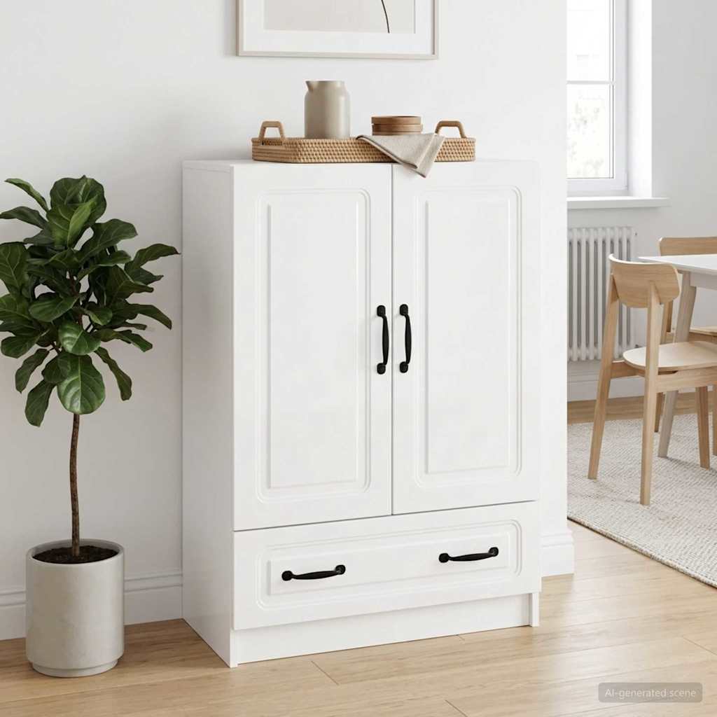 vidaXL Bufet Biały wysoki połysk 66 x 34,5 x 92 cm Drewno inżynieryjne