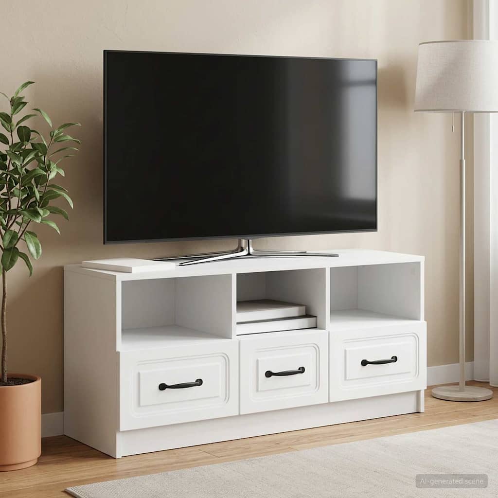 vidaXL Szafka pod telewizor z szufladą Biały 102 x 34,5 x 47 cm