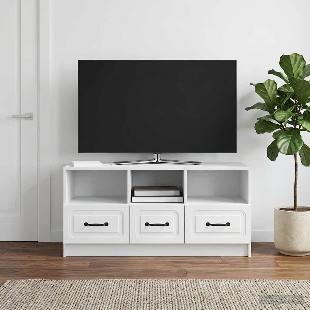 vidaXL Szafka pod telewizor z szufladą Biały 102 x 34,5 x 47 cm