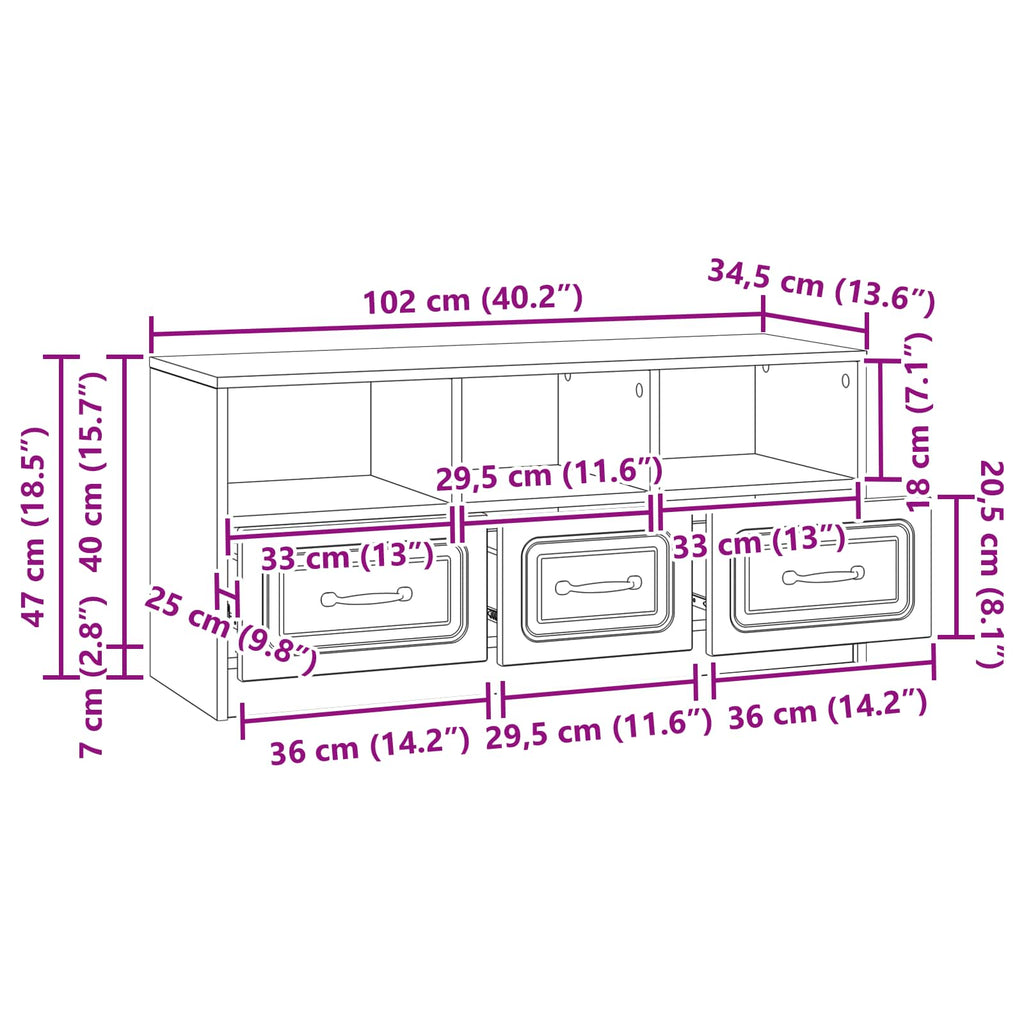 vidaXL Szafka pod telewizor Betonowy szary 102 x 34,5 x 47 cm