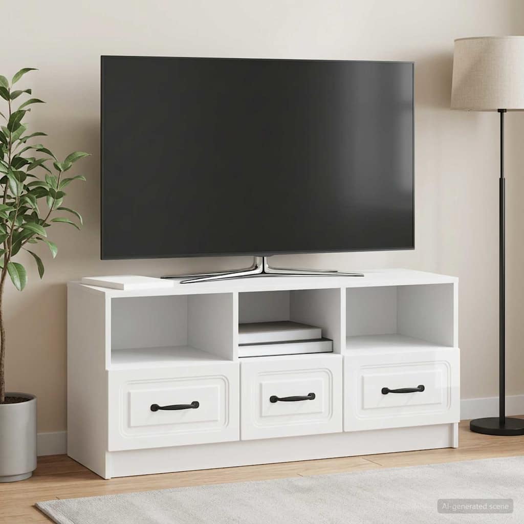 vidaXL Szafka pod telewizor Biały wysoki połysk 102 x 34,5 x 47 cm