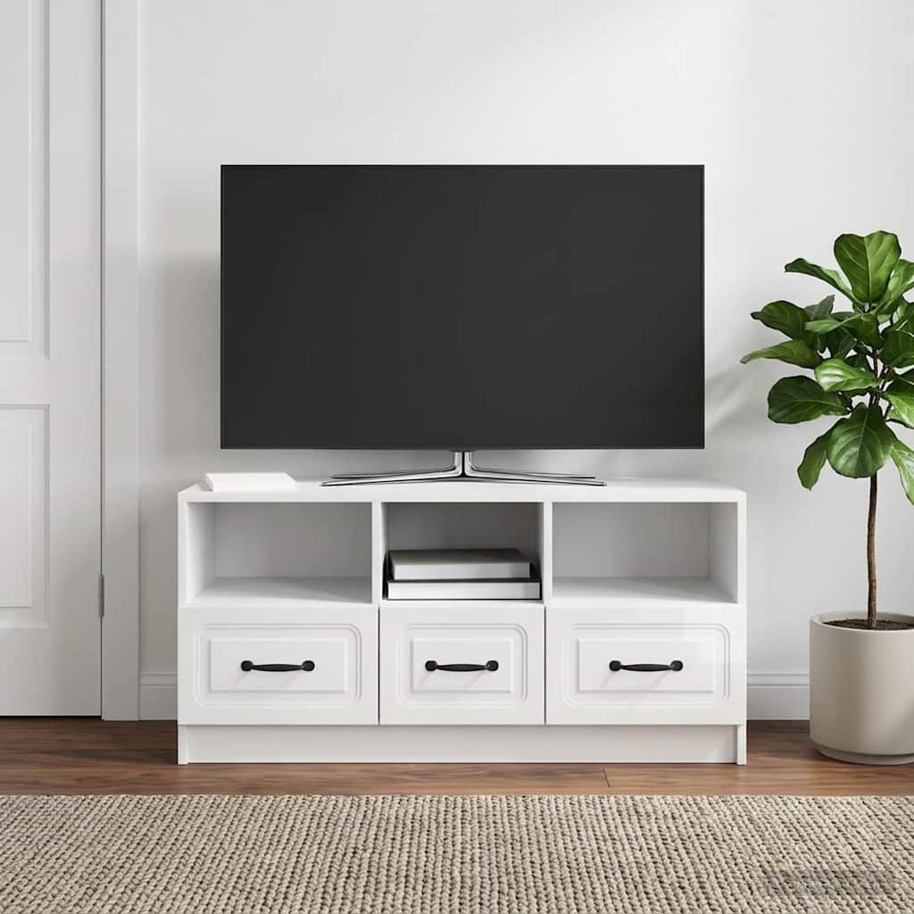 vidaXL Szafka pod telewizor Biały wysoki połysk 102 x 34,5 x 47 cm