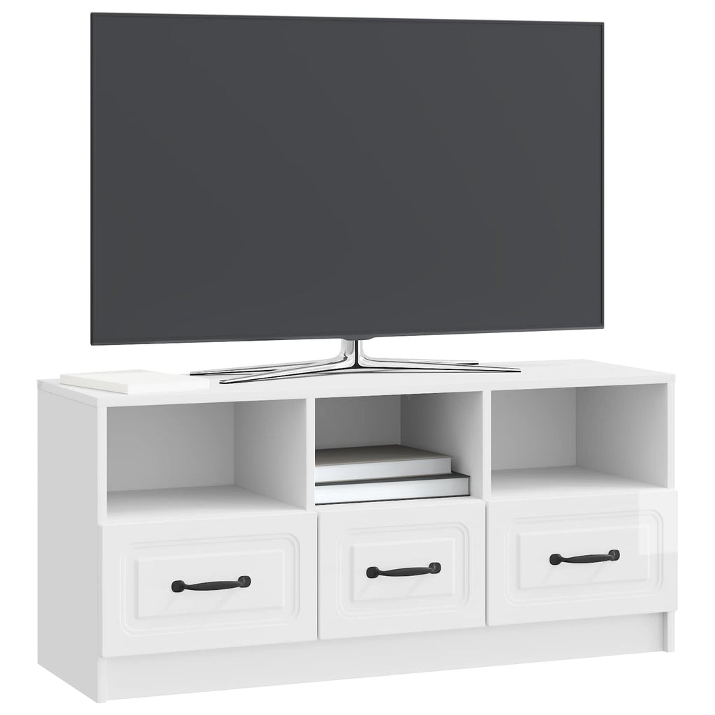 vidaXL Szafka pod telewizor Biały wysoki połysk 102 x 34,5 x 47 cm