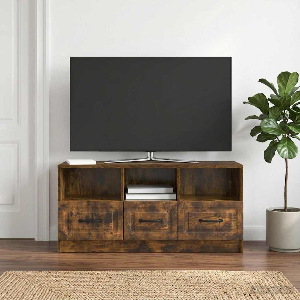 vidaXL Szafka pod telewizor z szufladą Dąb wędzony 102 x 34,5 x 47 cm