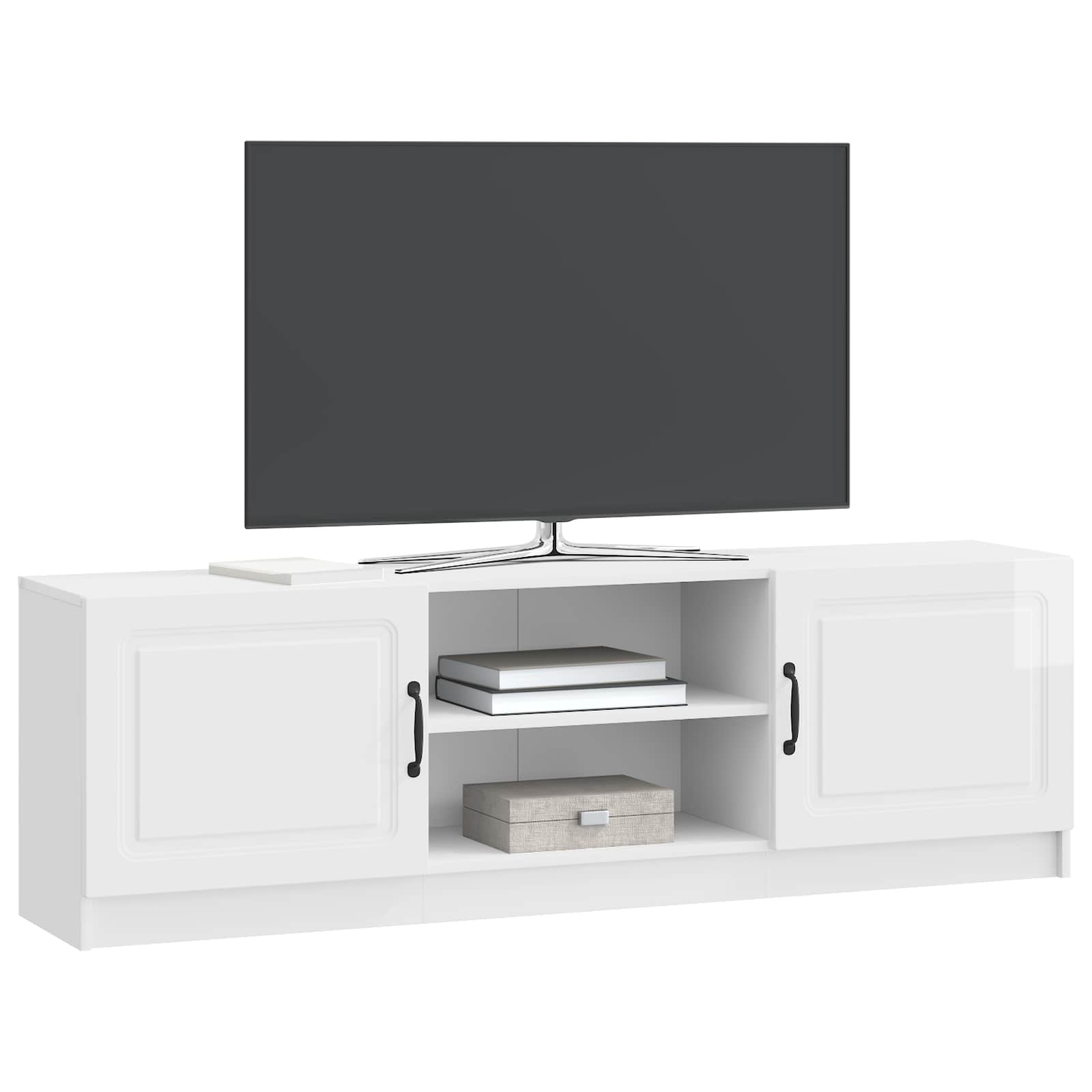 vidaXL Szafka pod telewizor Biały wysoki połysk 150 x 31 x 47 cm