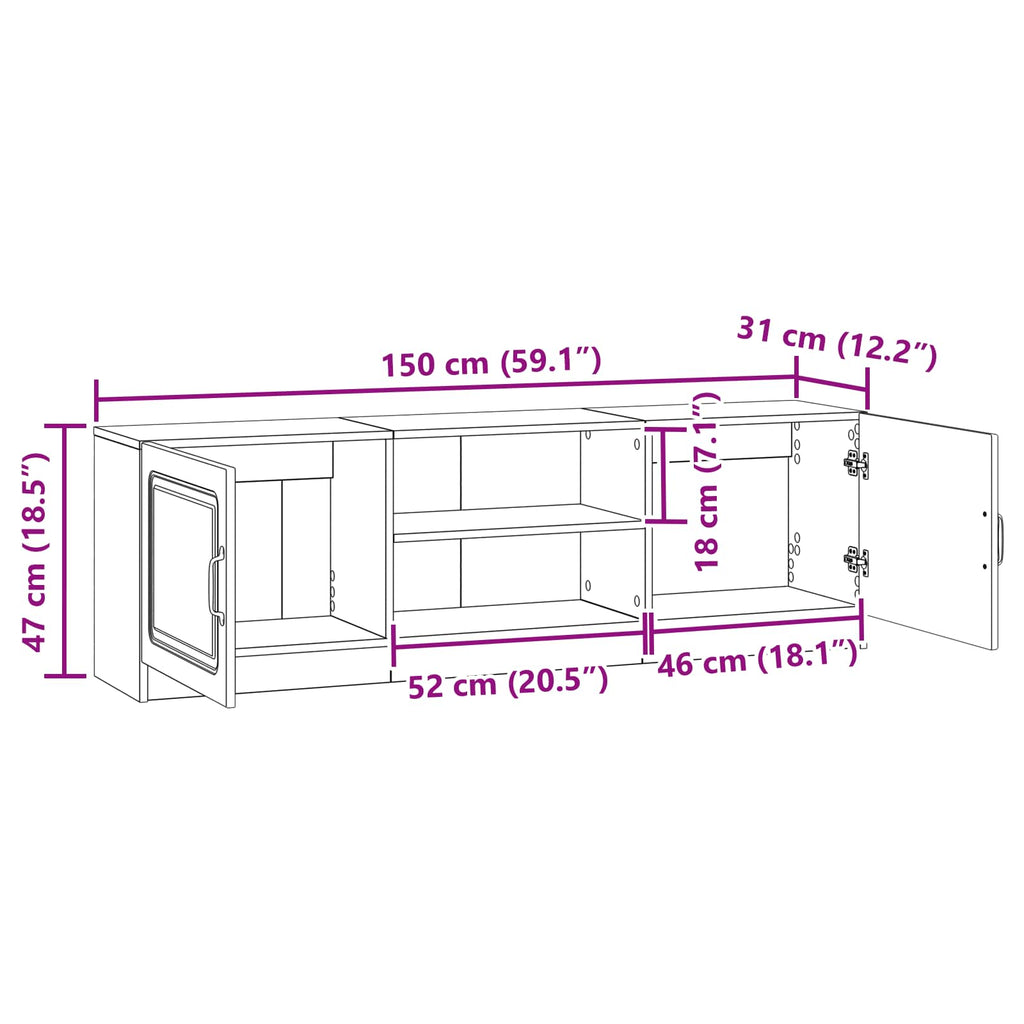 vidaXL Szafka pod telewizor Stare drewno 150 x 31 x 47 cm