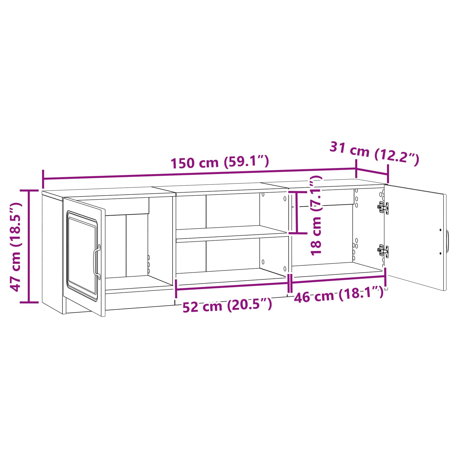 vidaXL Szafka pod telewizor Stare drewno 150 x 31 x 47 cm