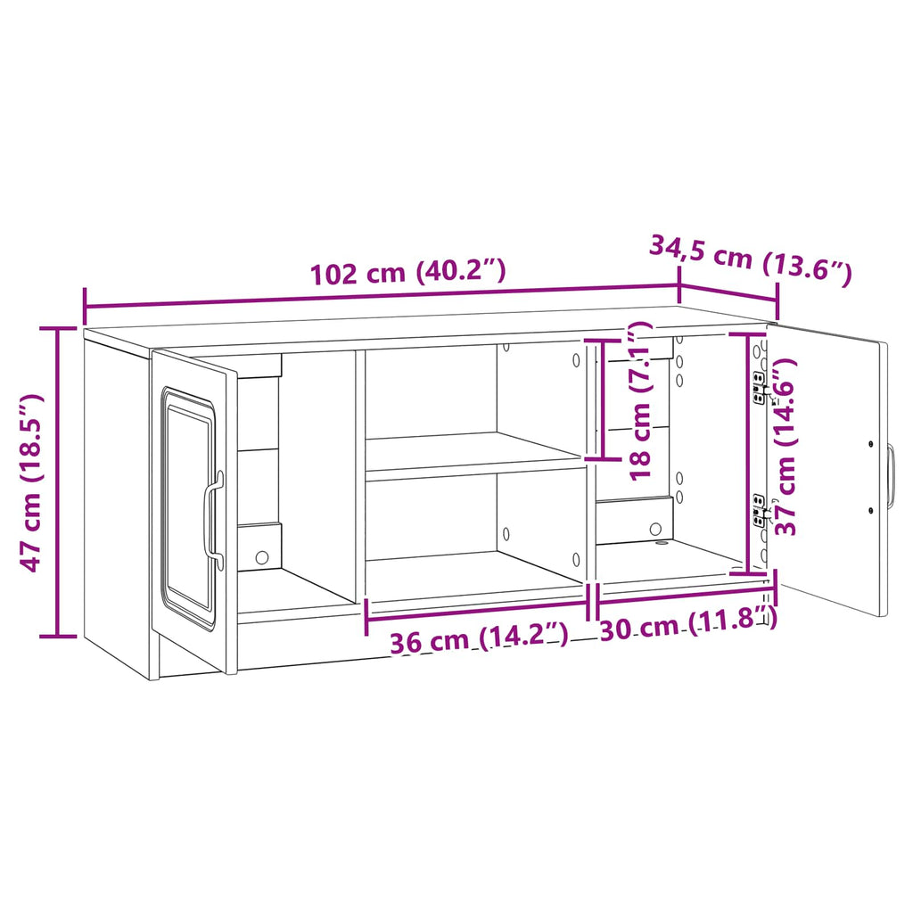vidaXL Szafka pod telewizor Czarny 102 x 34,5 x 47 cm