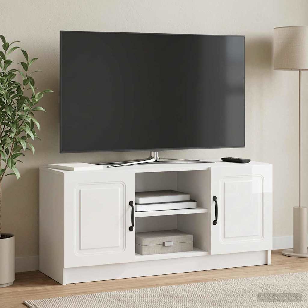 vidaXL Szafka pod telewizor Biały wysoki połysk 102 x 34,5 x 47 cm