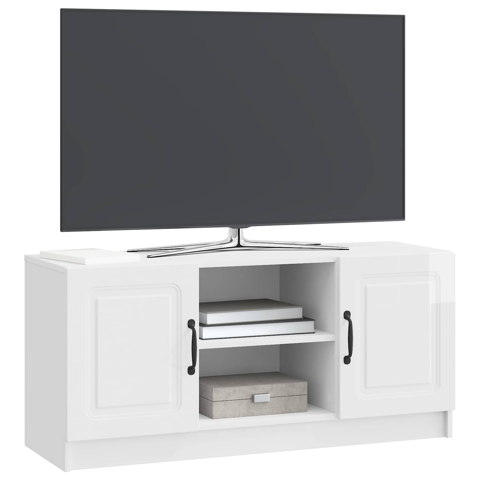 vidaXL Szafka pod telewizor Biały wysoki połysk 102 x 34,5 x 47 cm