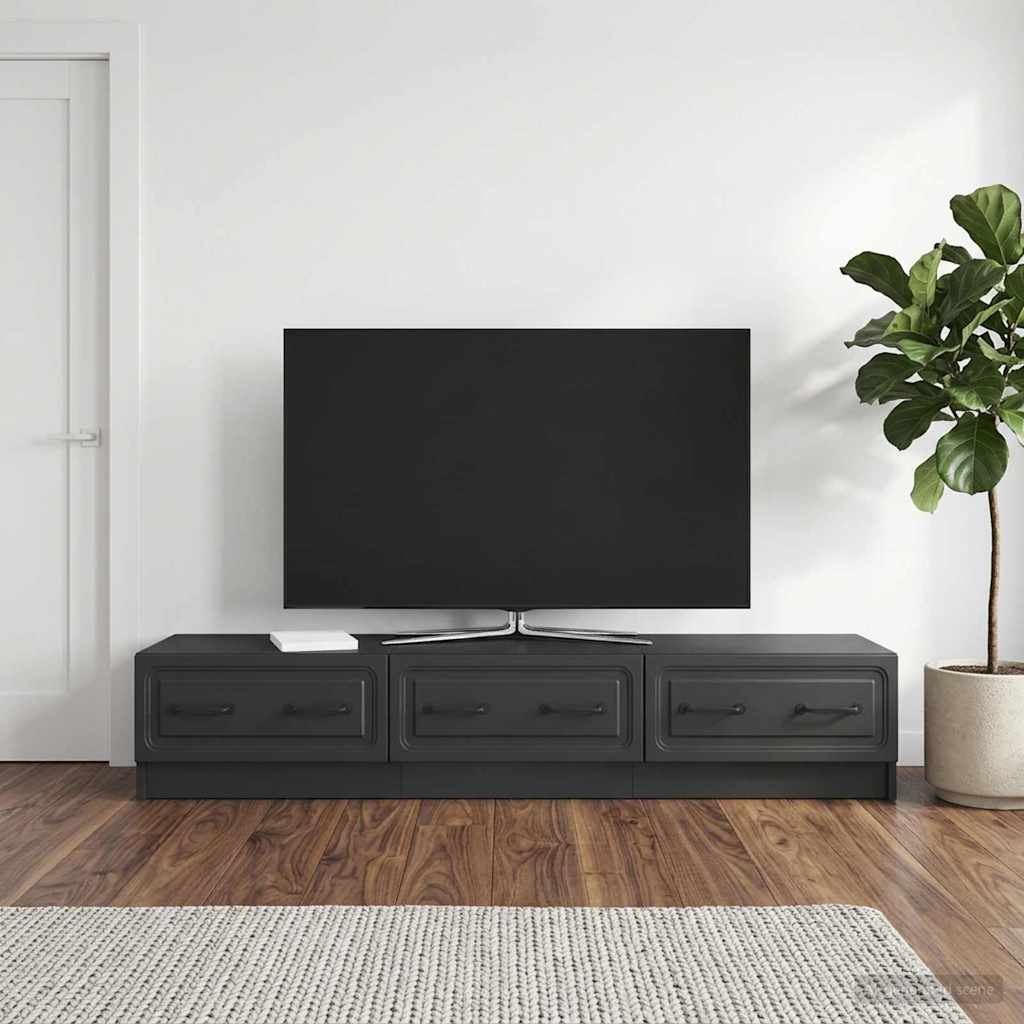vidaXL Szafka pod telewizor z szufladą Czarny 147 x 34,5 x 27 cm