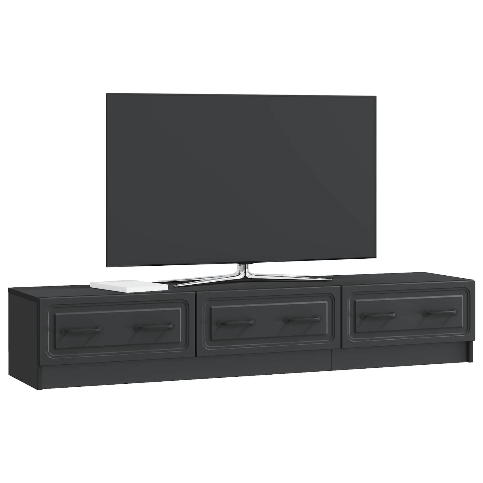 vidaXL Szafka pod telewizor z szufladą Czarny 147 x 34,5 x 27 cm