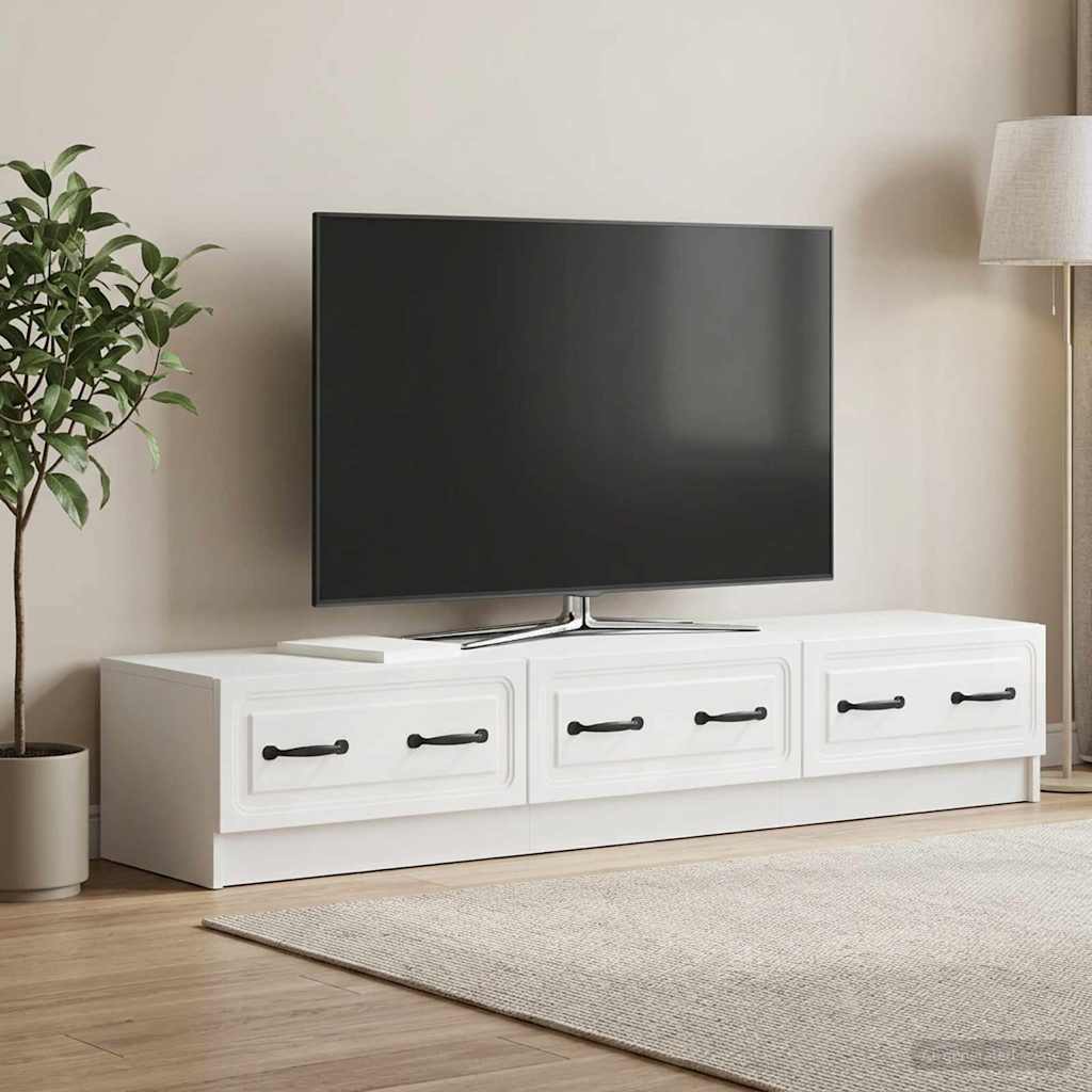 vidaXL Szafka pod telewizor Biały wysoki połysk 147 x 34,5 x 27 cm