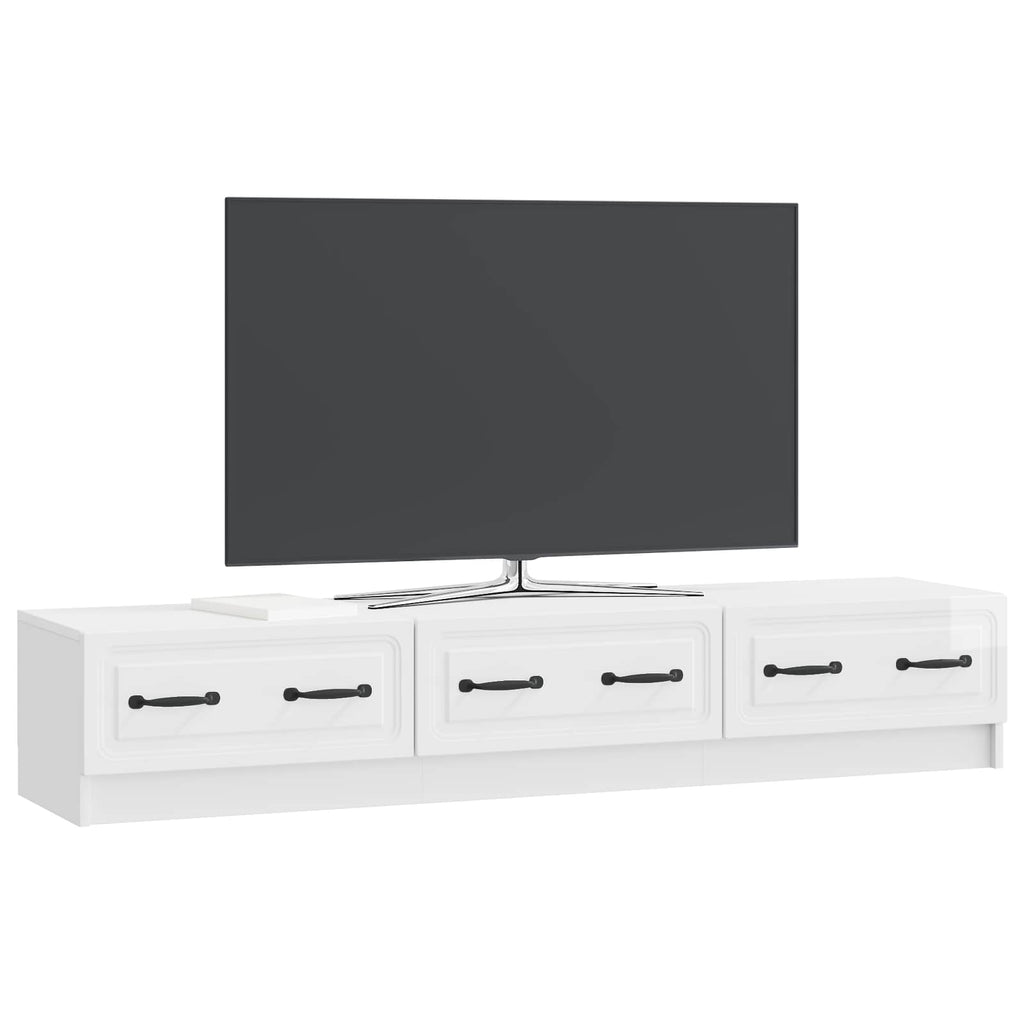 vidaXL Szafka pod telewizor Biały wysoki połysk 147 x 34,5 x 27 cm