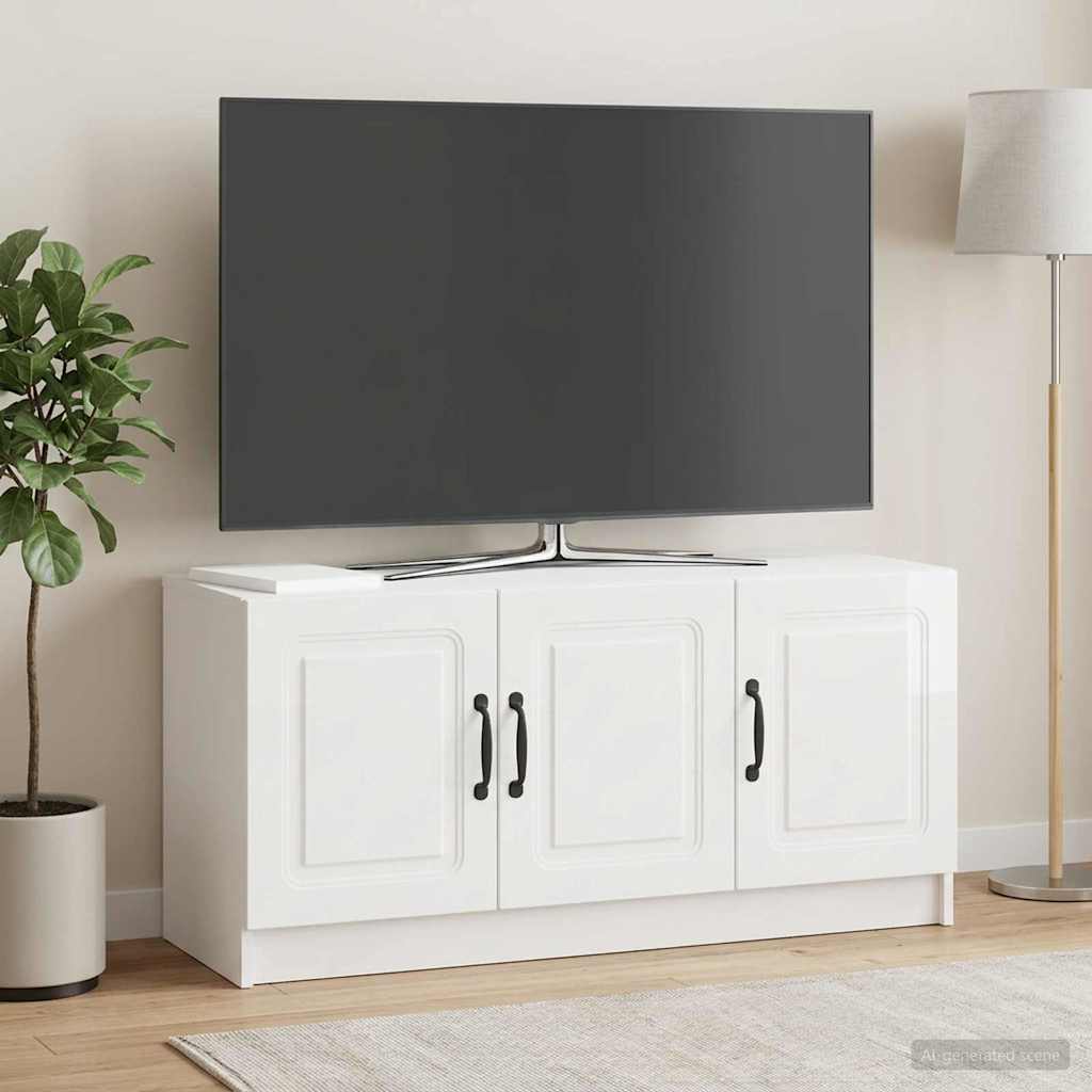 vidaXL Szafka pod telewizor Biały wysoki połysk 99 x 34,5 x 47 cm