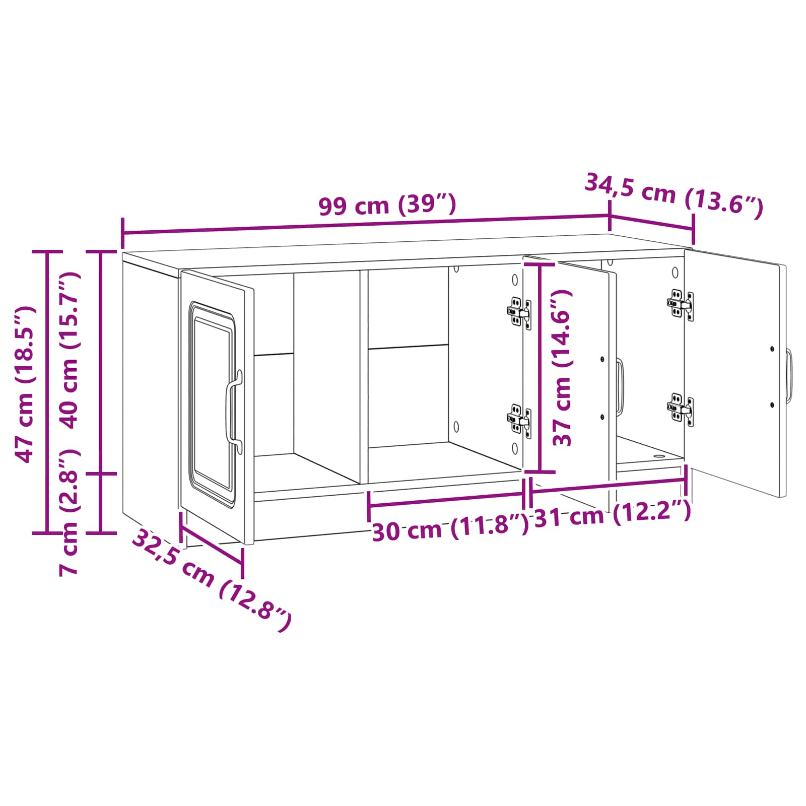 vidaXL Szafka pod telewizor Dąb artisan 99 x 34,5 x 47 cm