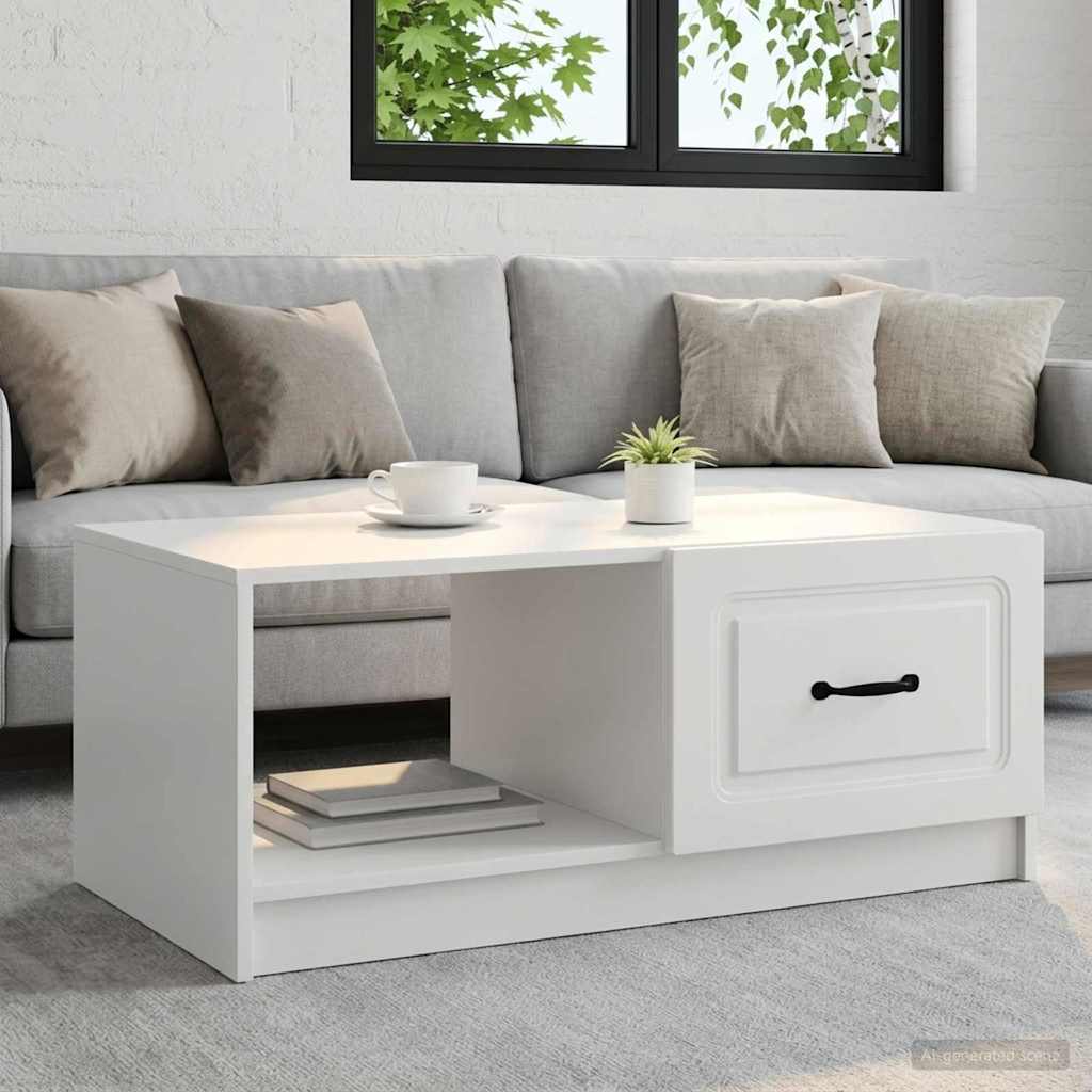 vidaXL Stolik kawowy Biały 90 x 50 x 37 cm Drewno inżynieryjne