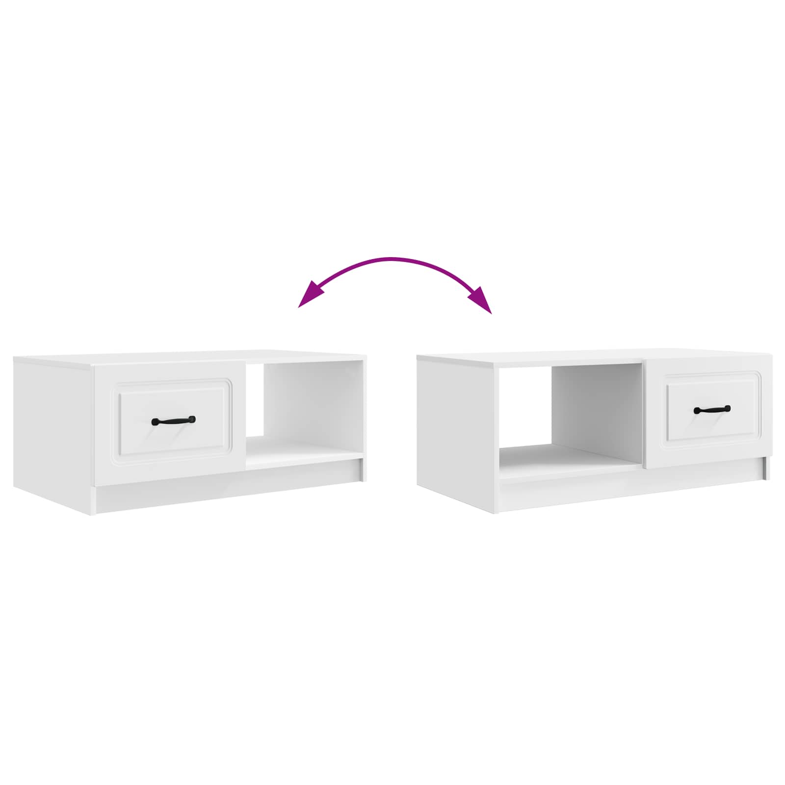 vidaXL Stolik kawowy Biały 90 x 50 x 37 cm Drewno inżynieryjne
