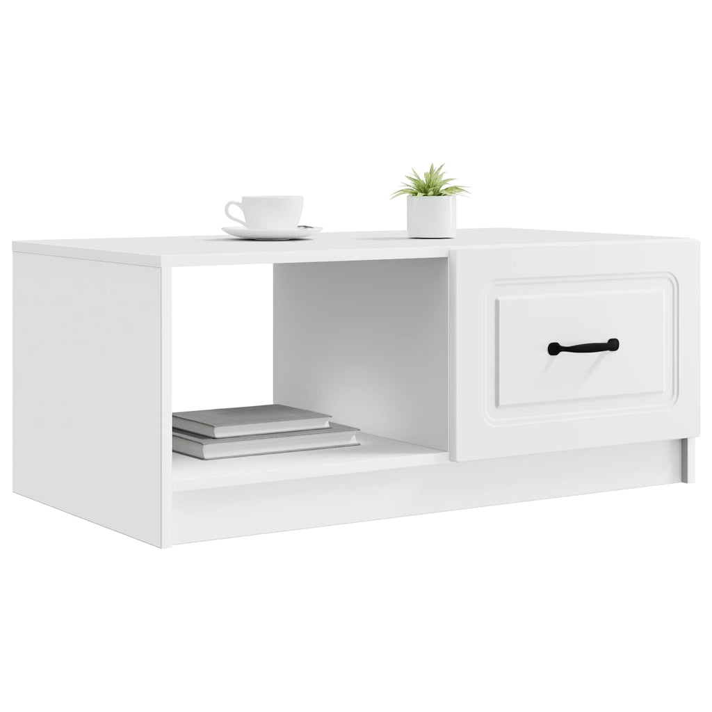 vidaXL Stolik kawowy Biały 90 x 50 x 37 cm Drewno inżynieryjne