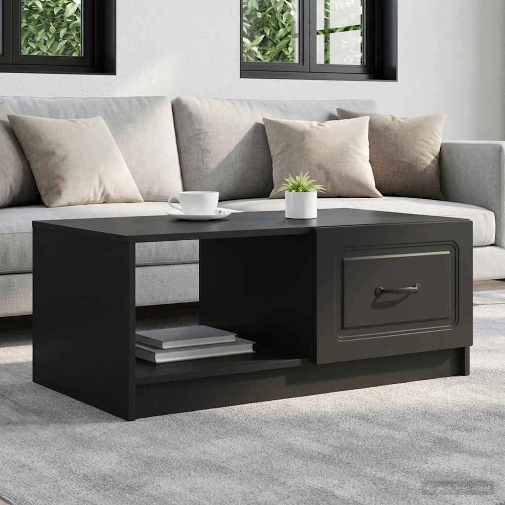 vidaXL Stolik kawowy Czarny 90 x 50 x 37 cm Drewno inżynieryjne