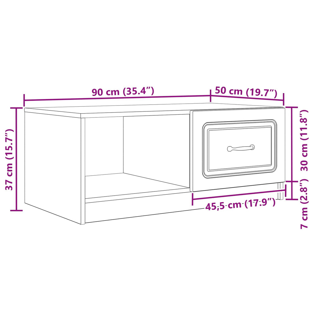 vidaXL Stolik kawowy dąb Sonoma 90 x 50 x 37 cm Drewno inżynieryjne