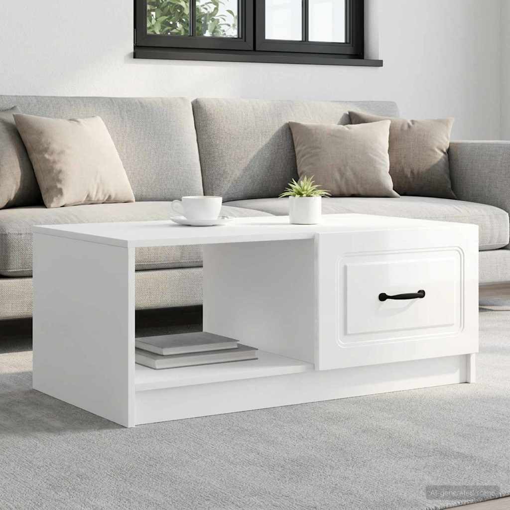 vidaXL Stolik kawowy Biały wysoki połysk 90 x 50 x 37 cm