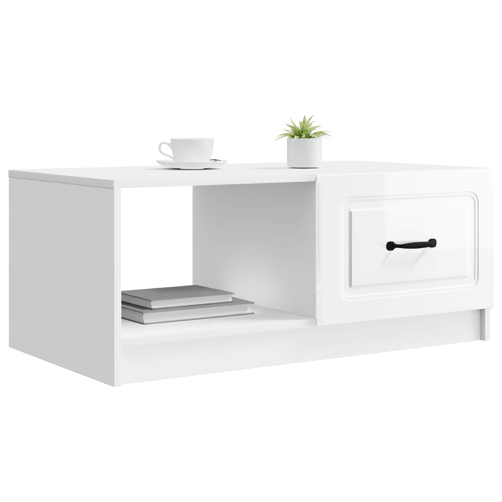vidaXL Stolik kawowy Biały wysoki połysk 90 x 50 x 37 cm