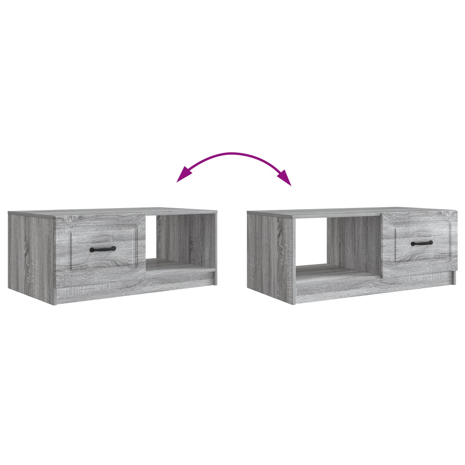 vidaXL Stolik kawowy Szary Sonoma 90 x 50 x 37 cm Drewno inżynieryjne