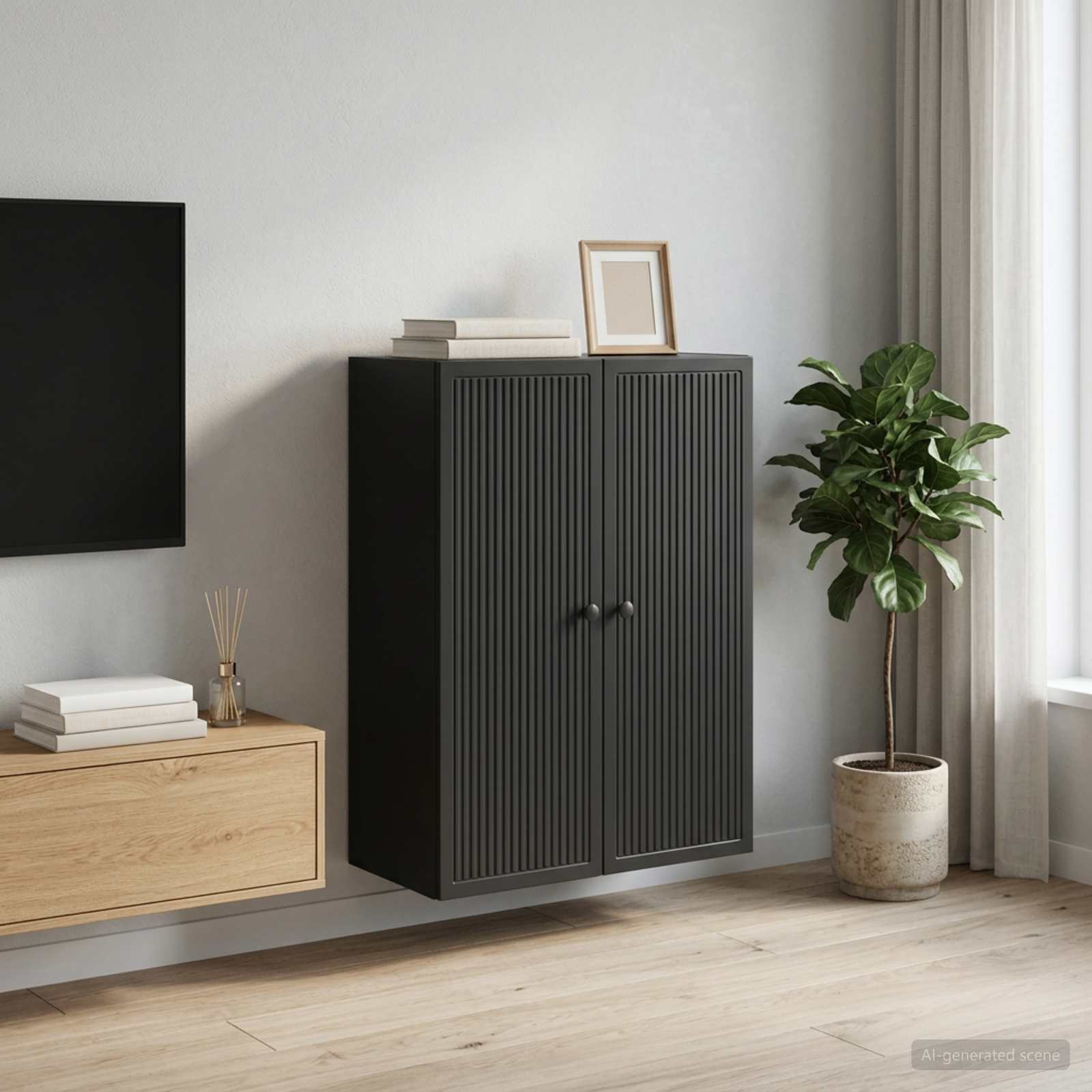 vidaXL Szafka ścienna Czarny 66 x 34,5 x 90 cm Drewno inżynieryjne