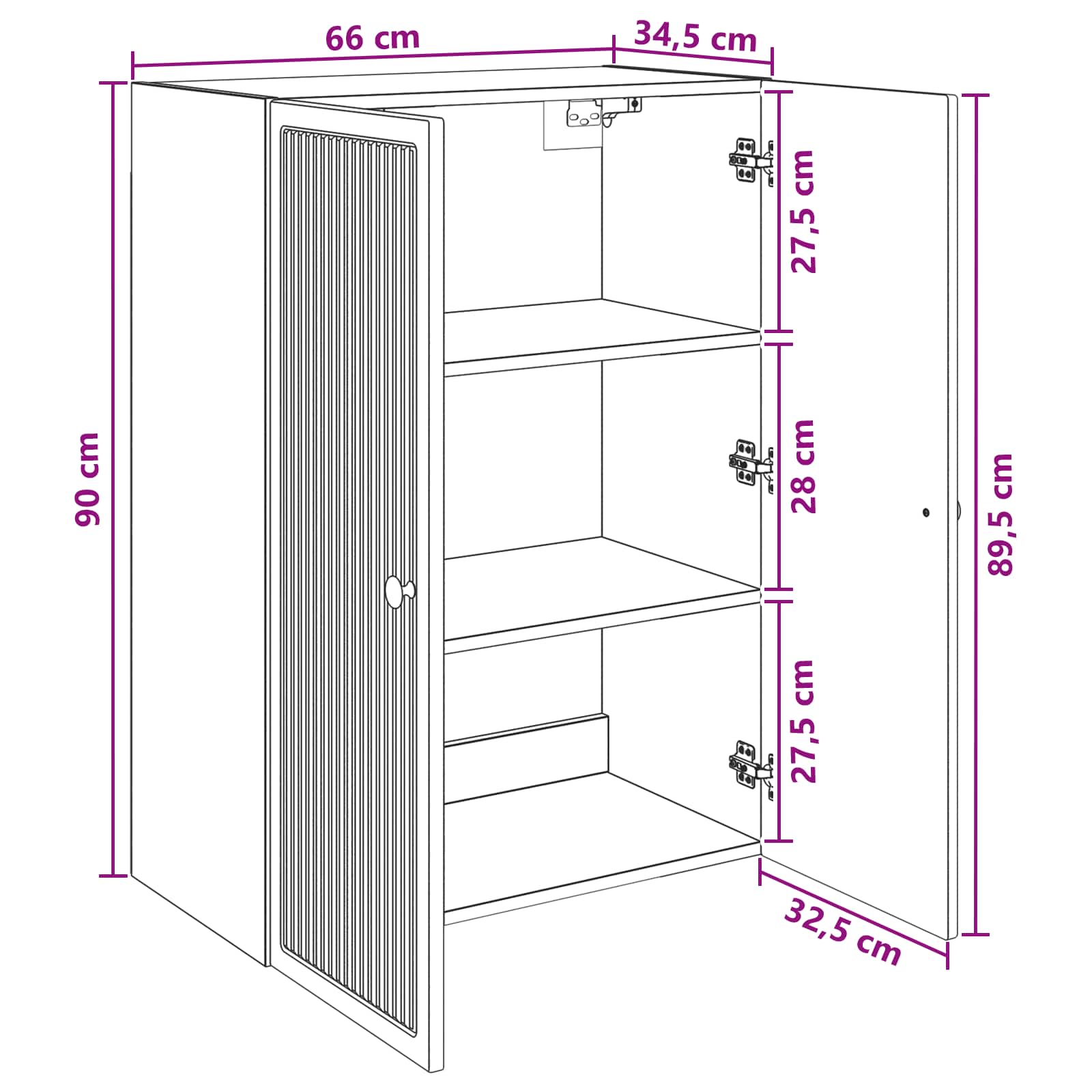 vidaXL Szafka ścienna Betonowy szary 66 x 34,5 x 90 cm
