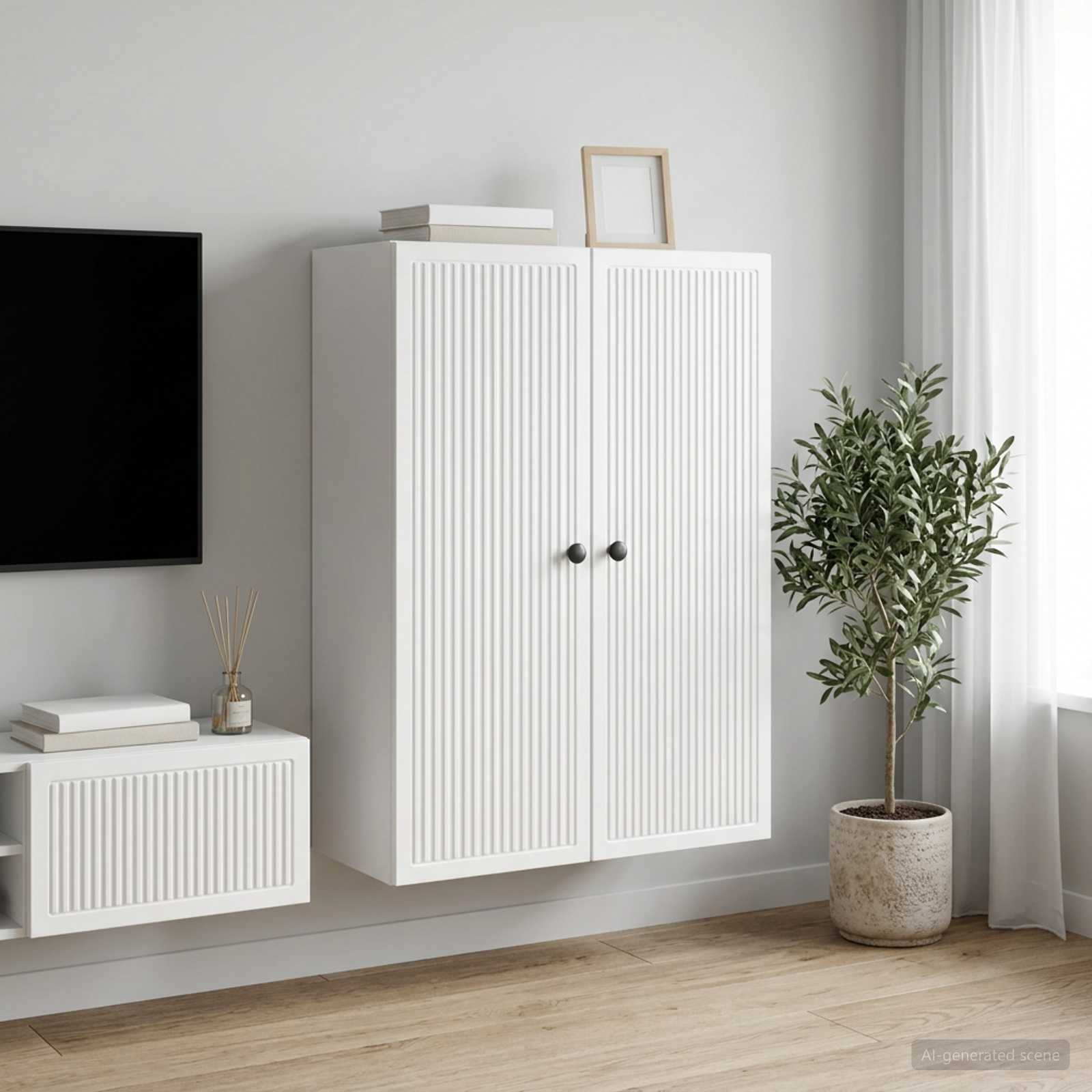 vidaXL Szafka ścienna Biały wysoki połysk 66 x 34,5 x 90 cm
