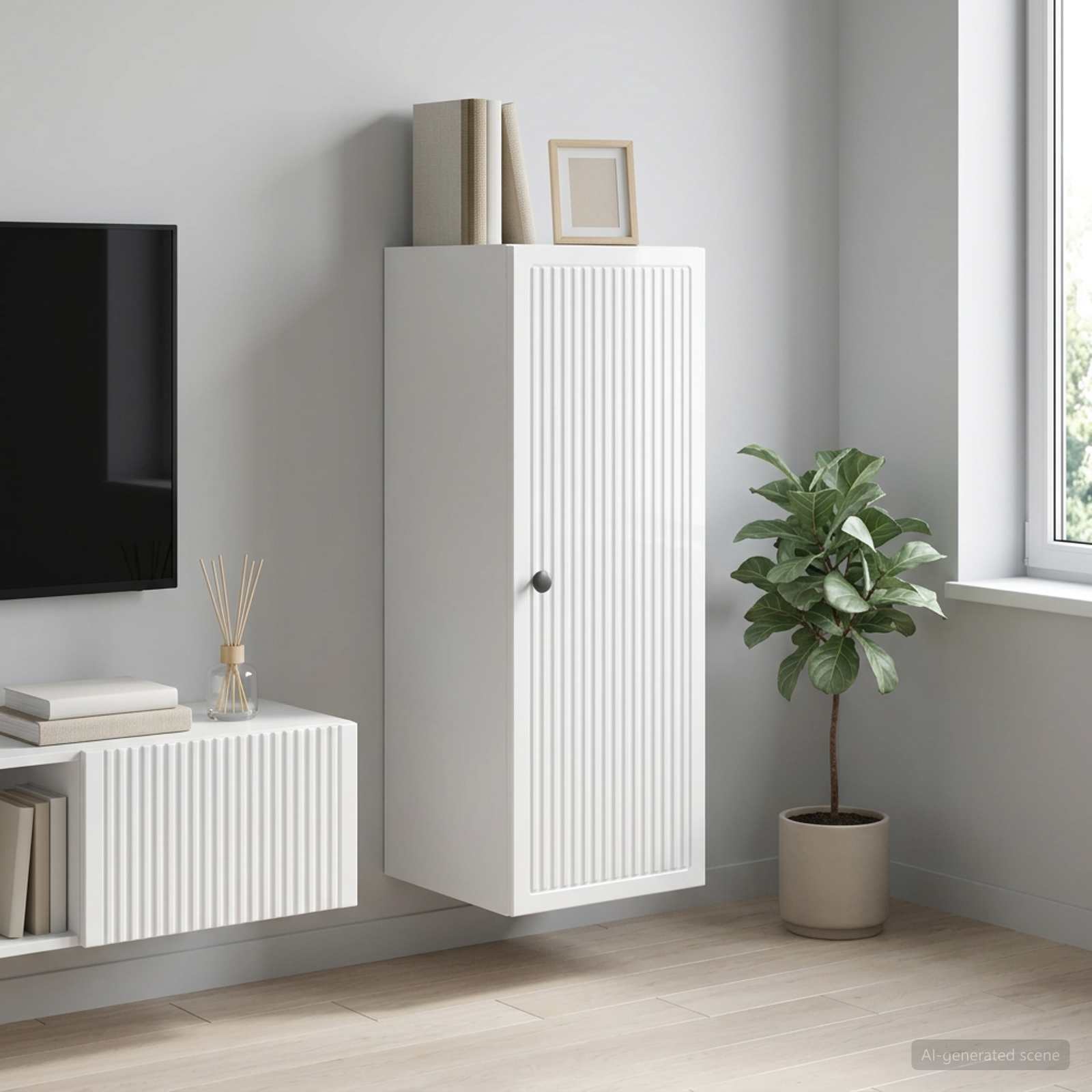 vidaXL Szafka ścienna Biały wysoki połysk 33 x 34,5 x 90 cm