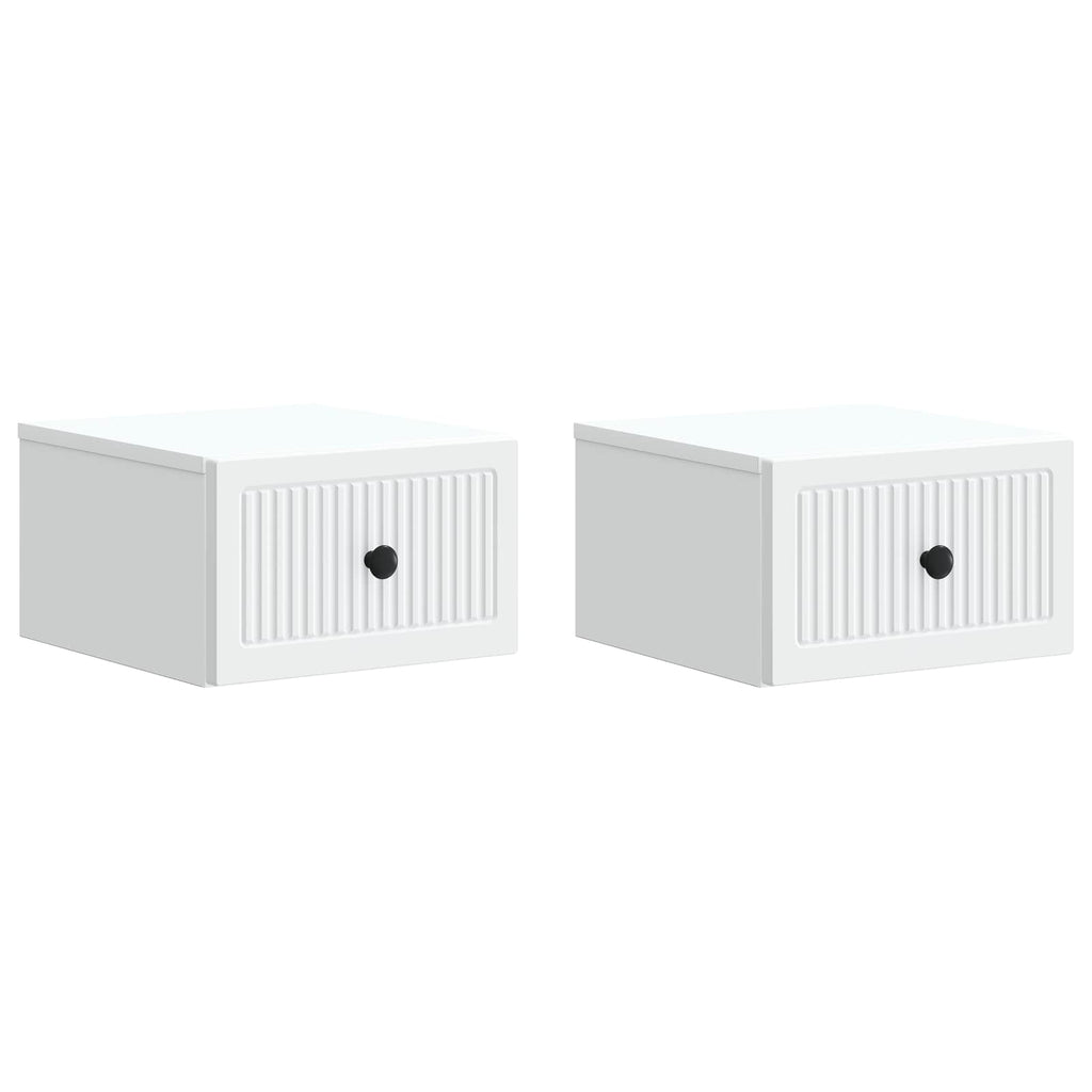 vidaXL Wisząca Szafka Nocna z szufladą 2 pcs Biały 33 x 34,5 x 20 cm