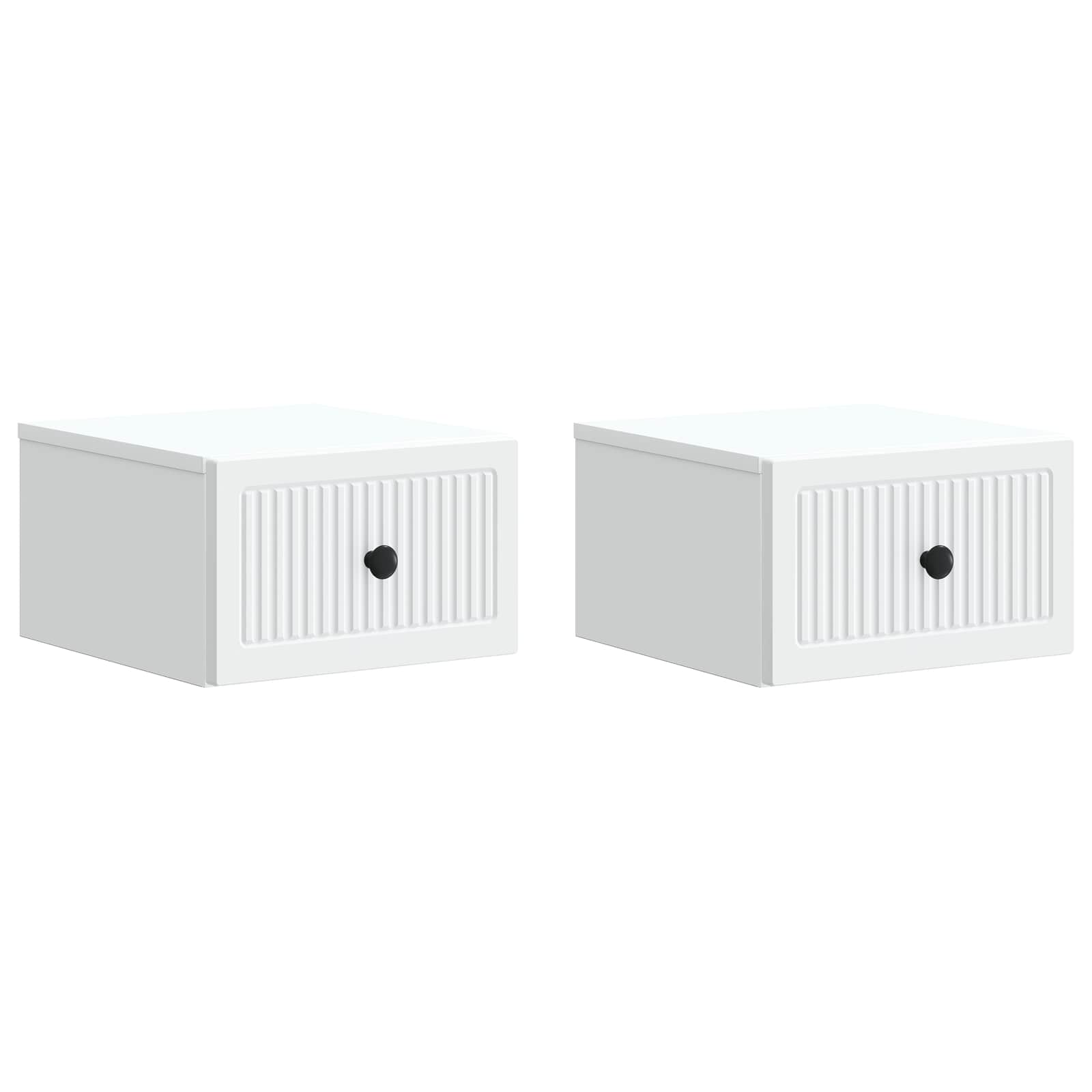 vidaXL Wisząca Szafka Nocna z szufladą 2 pcs Biały 33 x 34,5 x 20 cm