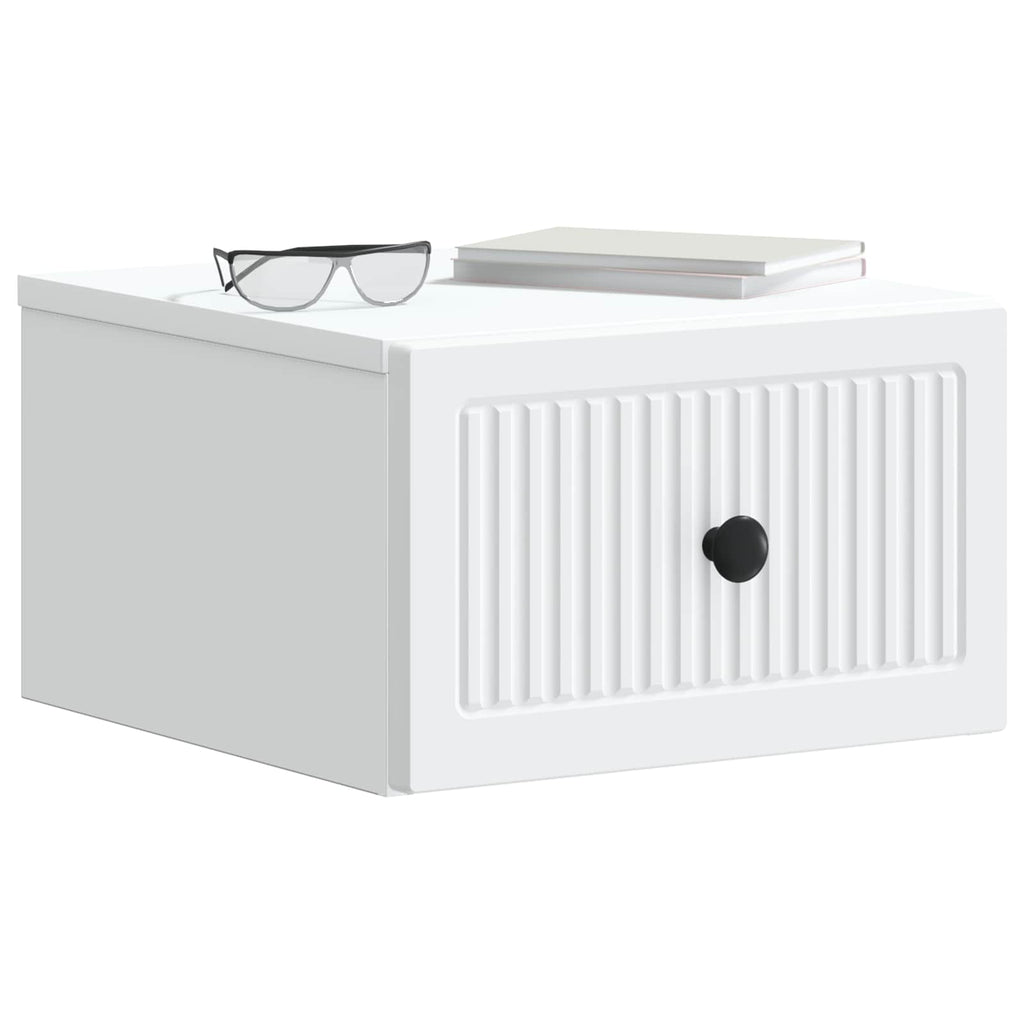 vidaXL Wisząca Szafka Nocna z szufladą 2 pcs Biały 33 x 34,5 x 20 cm