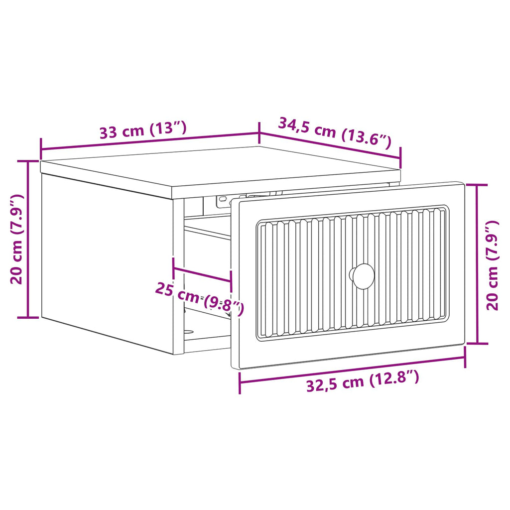 vidaXL Wisząca Szafka Nocna z szufladą 2 pcs Biały 33 x 34,5 x 20 cm